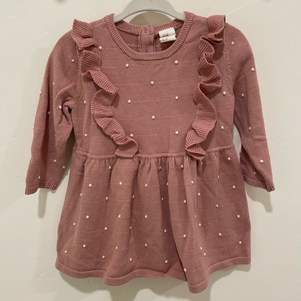 Baby girl H&M Pink Polka dot knit dress